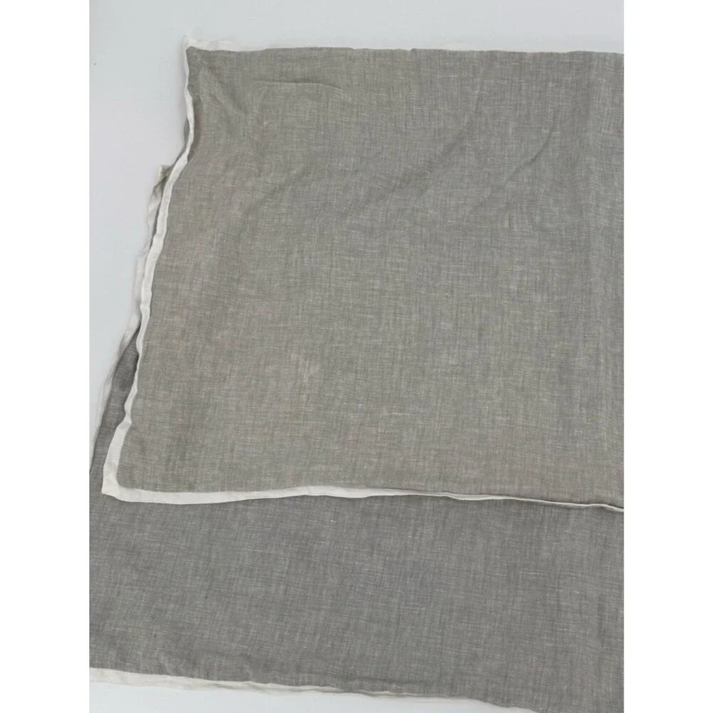 Pottery Barn Belgian Flax Linen Contrast Flange Sham Set Flagstone/White | King